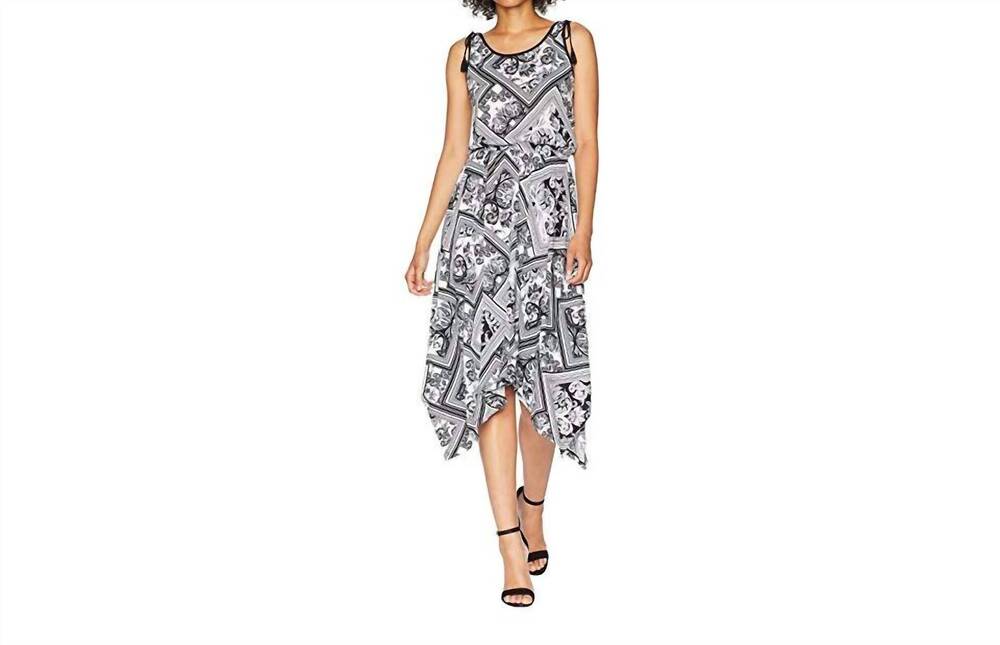 NEW RALPH LAUREN printed jersey maxi dress in white/black